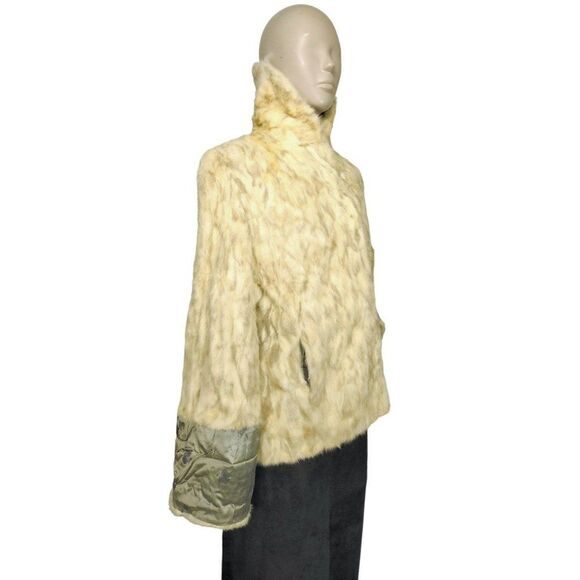 Antique 1920's/30's Sagarsky's Beige Rabbit Fur Cuffed Wide Sleeve Mob Wife Coat - Picture 5 of 12